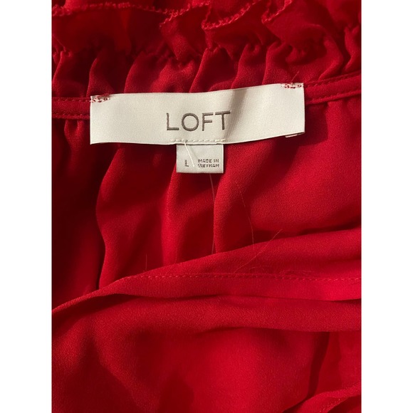 LOFT Red Ruffle Blouse - Picture 6 of 9